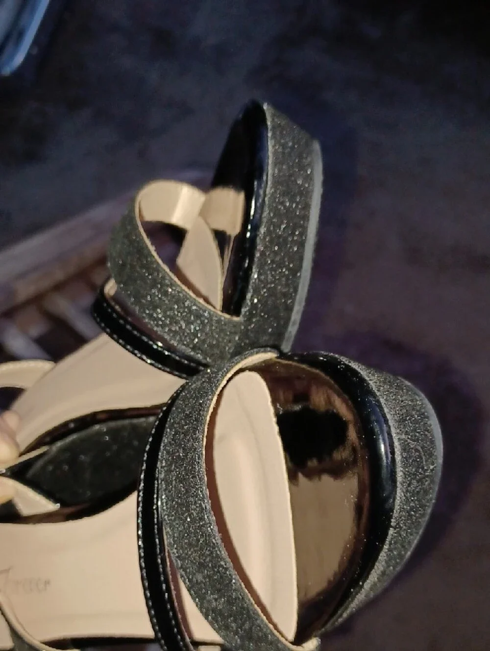 Forever Women's Glitter Strappy Wrapped Wedge Heel NIB